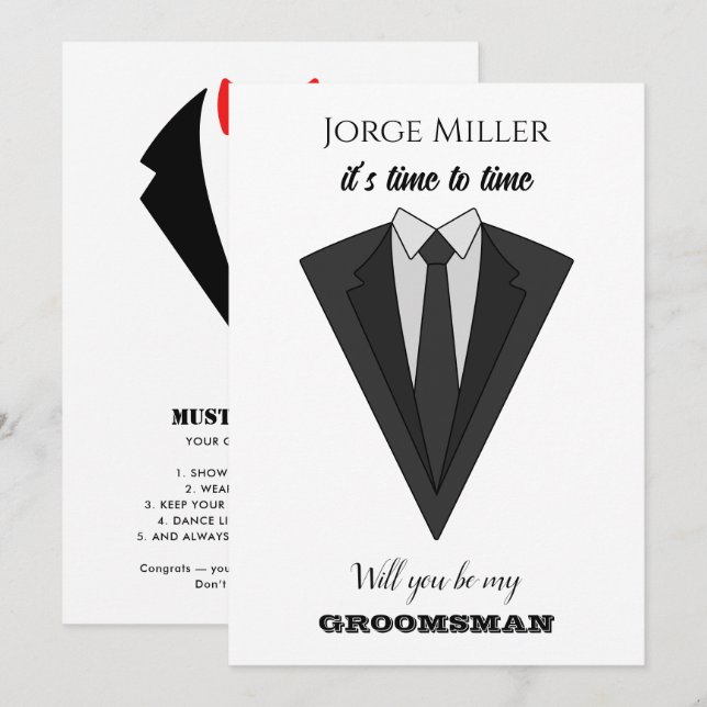 Funny Groomsman  Invitation (Frente/Verso)