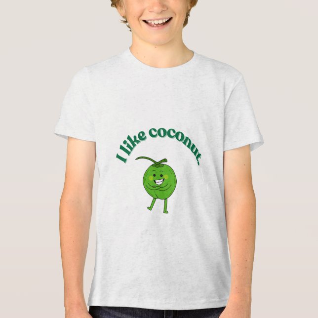 Funny "I Like Coconuts" Kids T-Shirt – Cute Green  (Frente)