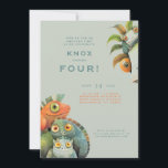 Funny Lizard 4º Convite de festas de aniversário<br><div class="desc">Convite de aniversário Lizard. Quarto aniversário.</div>