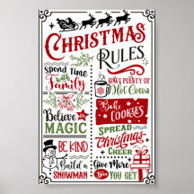 Funny Moderno Regras de Natal Sinal de Poster