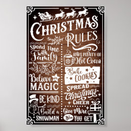 Funny Moderno Regras de Natal Sinal de Poster