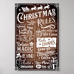 Funny Moderno Regras de Natal Sinal de Poster
