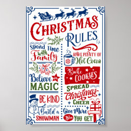 Funny Moderno Regras de Natal Sinal de Poster