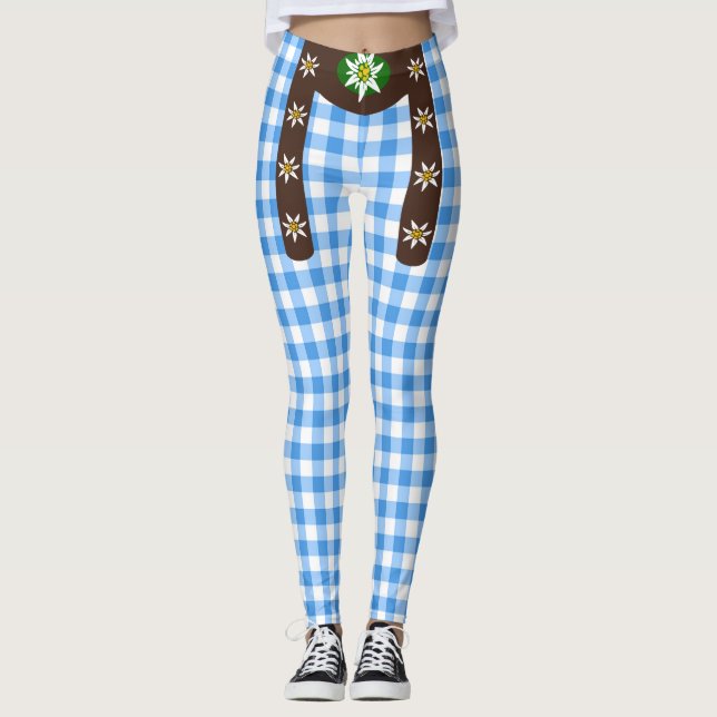 Funny Octoberfest Lederhosen Suspende Leggings (Frente)