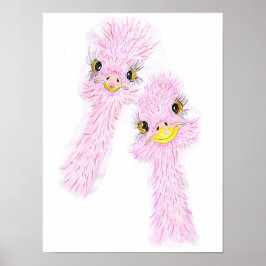 Funny Ostriches Poster 
