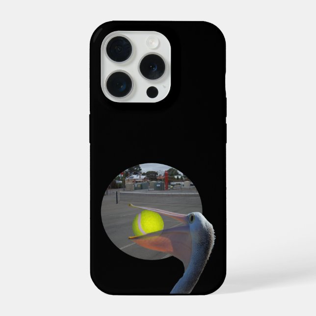 Funny Pelican Catches Tennis Ball, Denim Jacket (Verso)