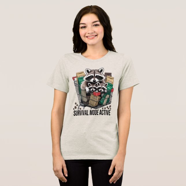 Funny Raccoon Survival Mode Active Coffee Lover Sh (Frente Completa)