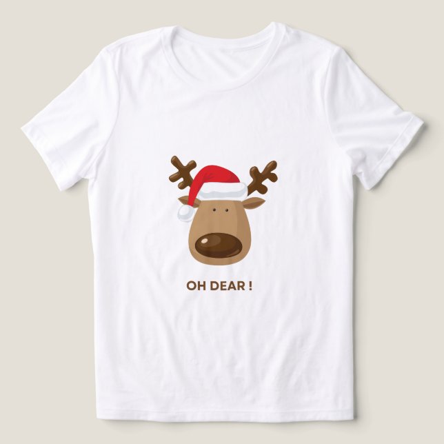 Funny Reindeer “Oh Dear!” Christmas T-Shirt (Design frontal)