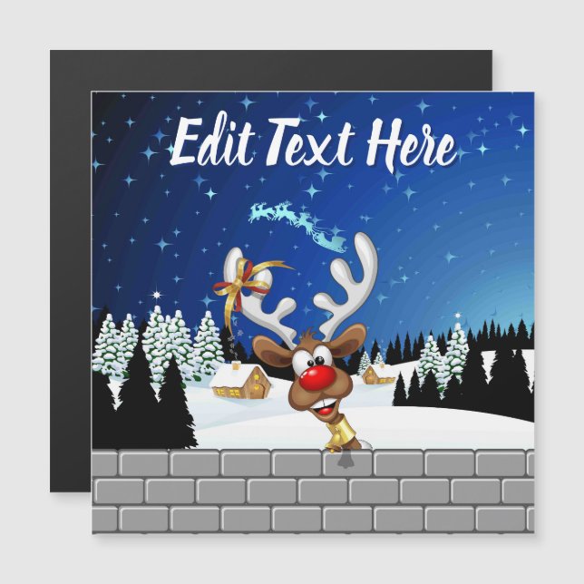 Funny Reindeer Peeking Christmas Meme  (Frente/Verso)