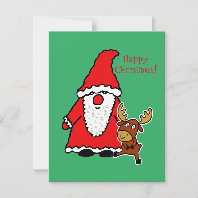 Funny Santa Claus with baby moose (Frente)