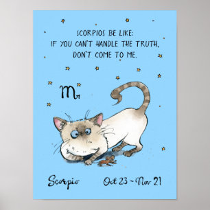 Funny Scorpio poster Zodiac - Sinal de Gata poster