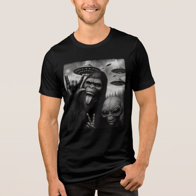 Funny Selfie Bigfoot Alien UFO Conspiracy Design (Frente)