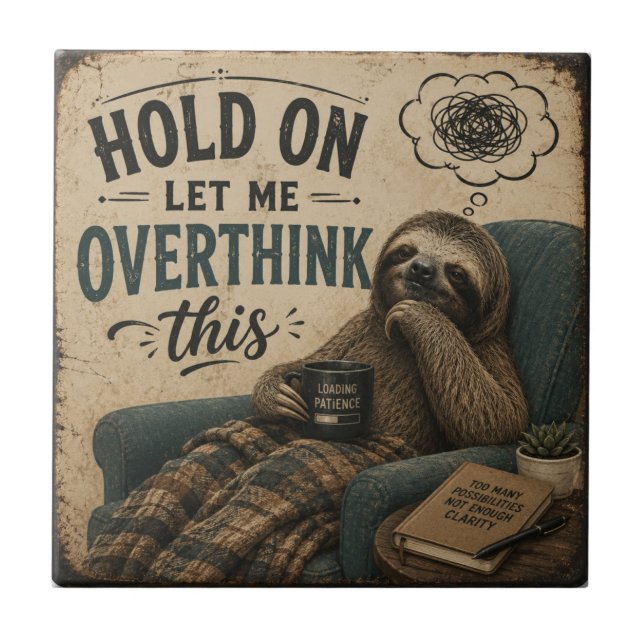 Funny Sloth Hold On Let Me Overthink This | Rustic (Frente)
