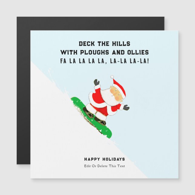 Funny Snowboarding Christmas Holiday Cards (Frente/Verso)