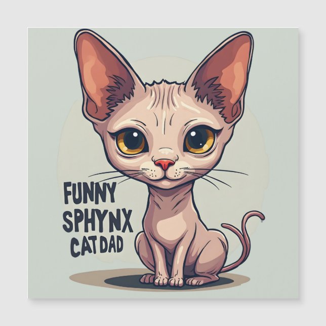 Funny Sphynx Cat Dad Cartoon Art (Frente)