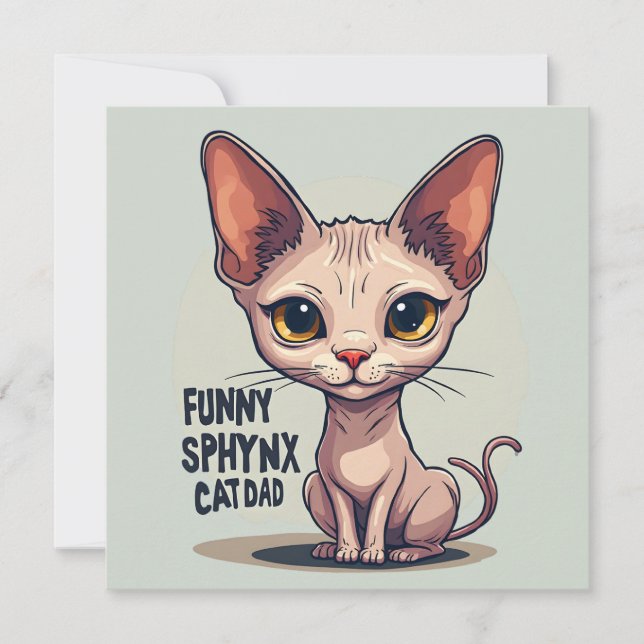Funny Sphynx Cat Dad Cartoon Art (Frente)