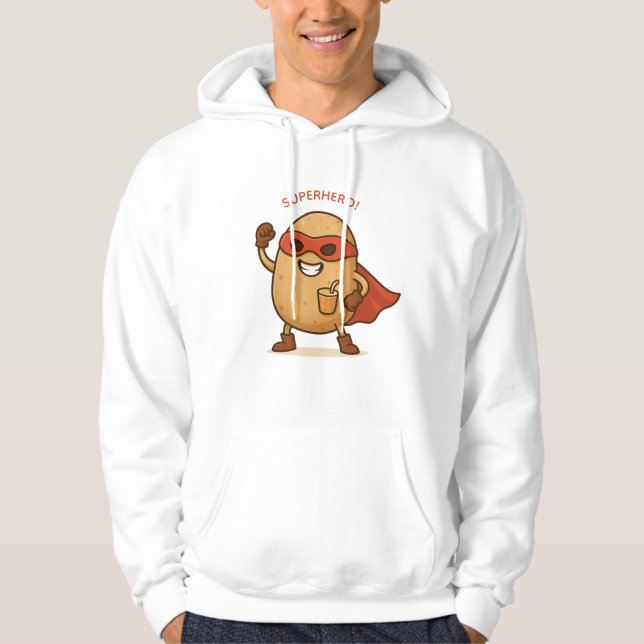 Funny Superhero Potato Cartoon Pullover Hoodie (Frente)