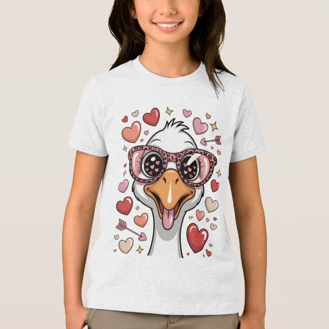 Funny Valentine Goose with Heart Sunglasses & Leop (Frente)