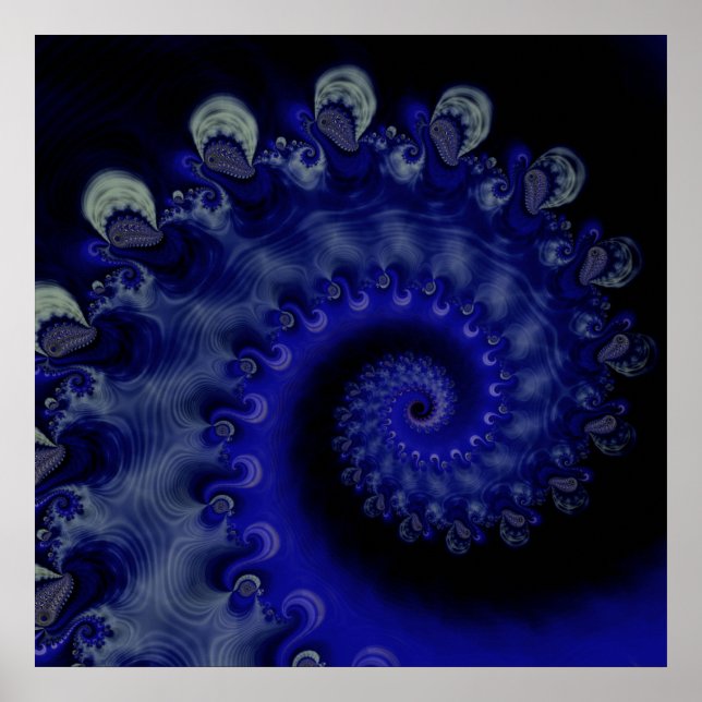 "Furacão" Blue Swirl Fractal Poster (Frente)
