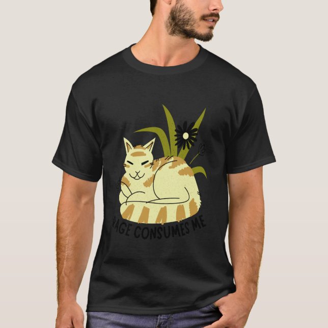 Fúria Boho Me Consome Camisa Divertida Floral Gato (Frente)