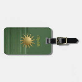 Furo solar na etiqueta de bagagem verde