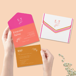 Fuschia Coral Rosa + Casamento Retroativo Laranja