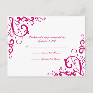 Fuschia e RSVP de Casamento Flourado Branco