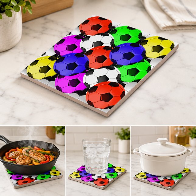 Futebol Americano Multicolorido ou Futebol (Multicolored American Soccer or Football Ceramic Tile)