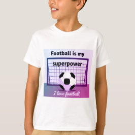 Futebol é minha camiseta de superpoder para crianç