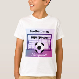 Futebol é minha camiseta de superpoder para crianç