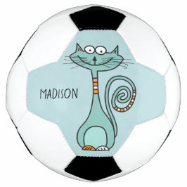 Futebol Engraçado Nome personalizado de Cat e bola de fute