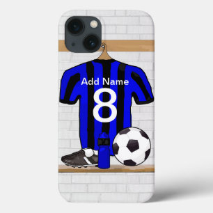Futebol preto personalizado e futebol azul Jersey