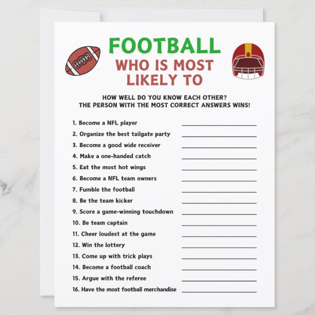 Futebol Que Mais Provavelmente Jogará (Frente)