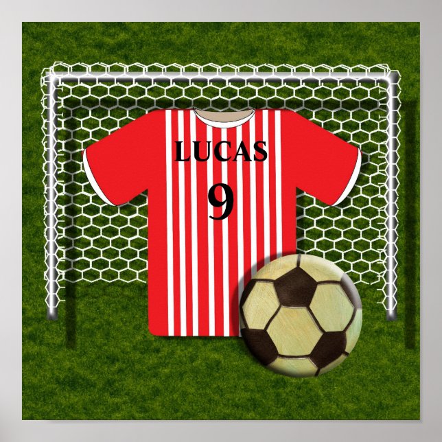 Futebol Shirt Red Personalizado Poster (Frente)