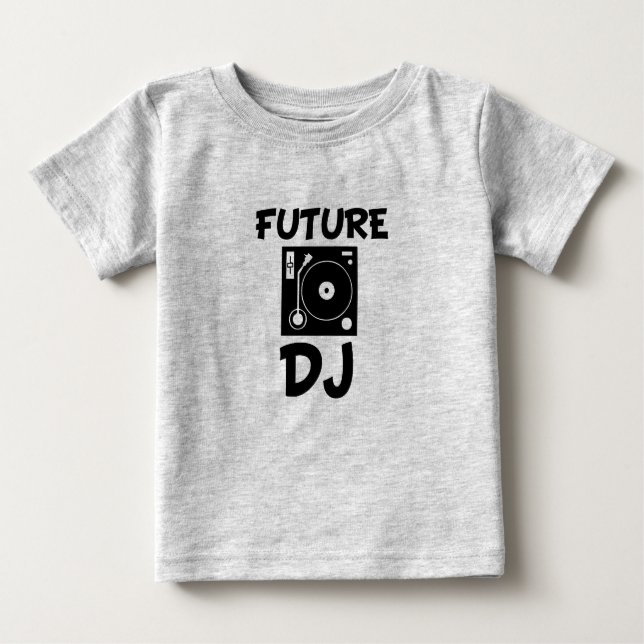 Futura camisa de bebê engraçada DJ (Frente)