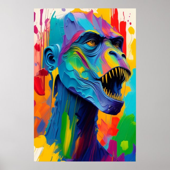 Futuralista Cyborg T-Rex Dinosaur Poster Fantasy (Frente)