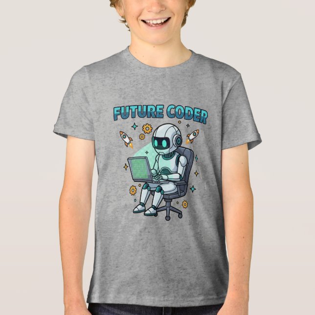 Future Coder – Design de Codificação de Robô Fofo (Frente)
