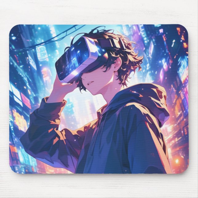 Futuristic Boy With VR - Anime Mouse Pad (Frente)