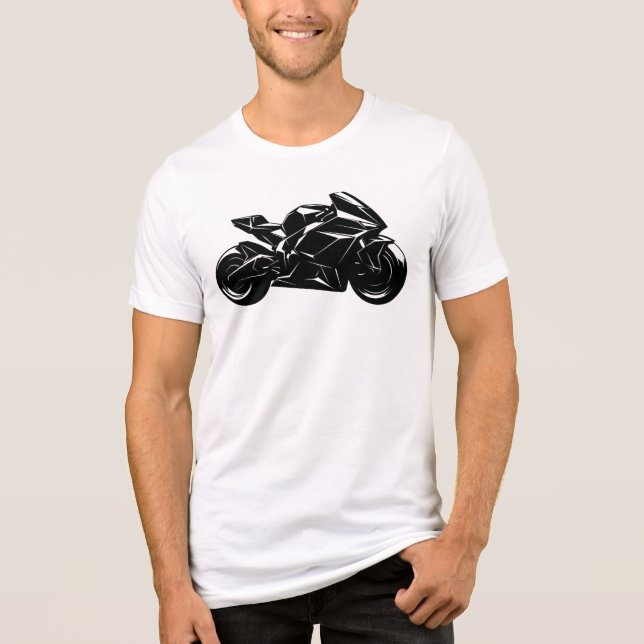 Futuristic Motorcycle Black White Vector  (Frente)