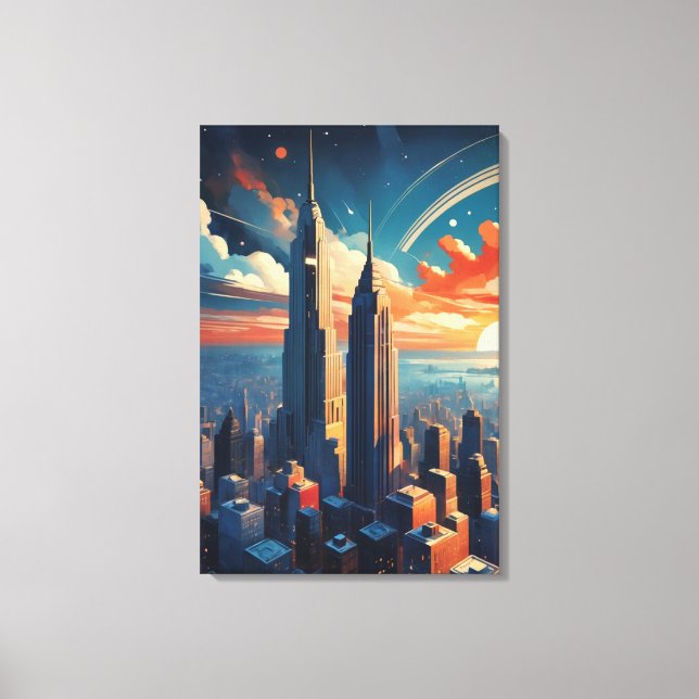 Futuristic Sunrise Cityscape Canvas Print (Frente)