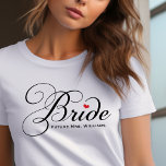 Futuro Casamento Personalizado de Script Preto da<br><div class="desc">A camisa de noiva bonita e elegante pode ser personalizada com o seu nome "Sra. Futura".</div>