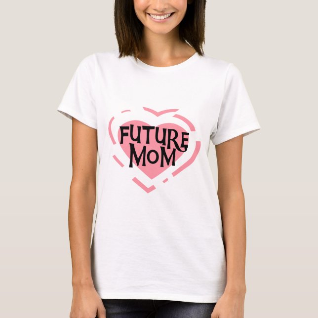 Futuro Mãe, Camisetas de Coração Rosa e Presentes (Frente)