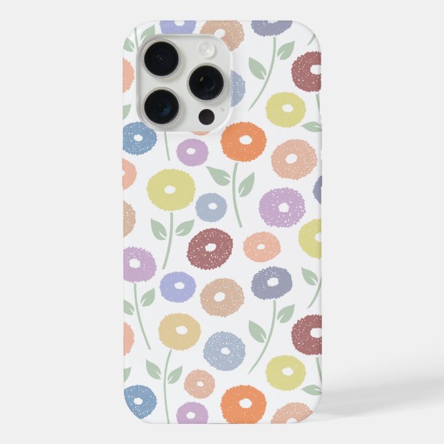 Fuzzy Flower Rpt Pattern Pastels on White (Verso)