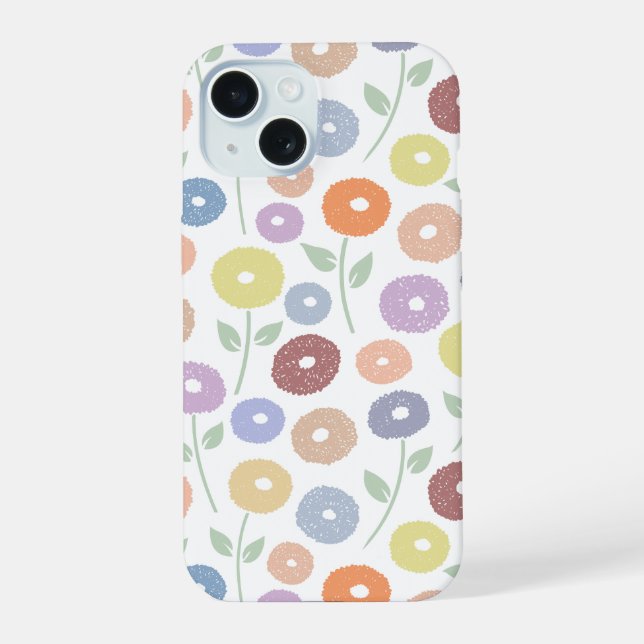 Fuzzy Flower Rpt Pattern Pastels on White (Verso)