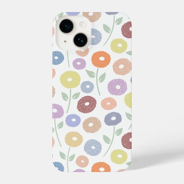 Fuzzy Flower Rpt Pattern Pastels on White (Verso)