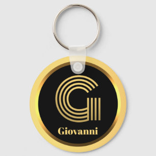 G Letra monograma Dourada Chaveiro personalizada