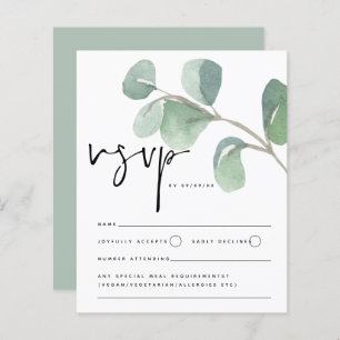 Gabinete RSVP de Casamento de Script Eucalyptus de
