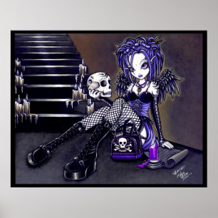 Gabriella Gothic Blue Skull Poster
