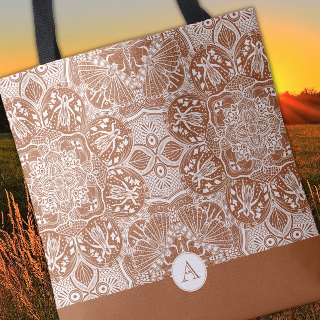 Gafanhotos de Monograma Mandala Tote Bag (Criador carregado)