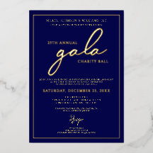 Gala Event Charity Fundraiser Elegante Azul Dourad